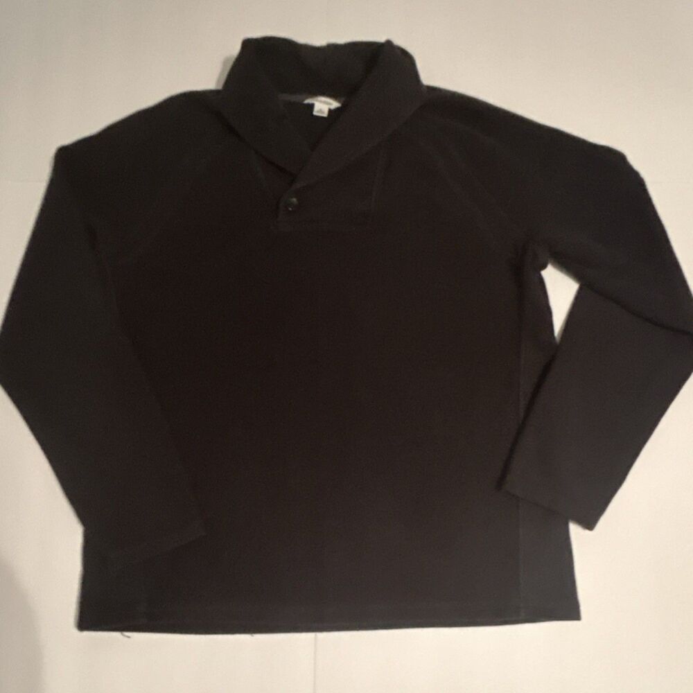 Calvin Klein Women's Black Fleece Pullover Sweater Shawl Collar Long Sleeve L